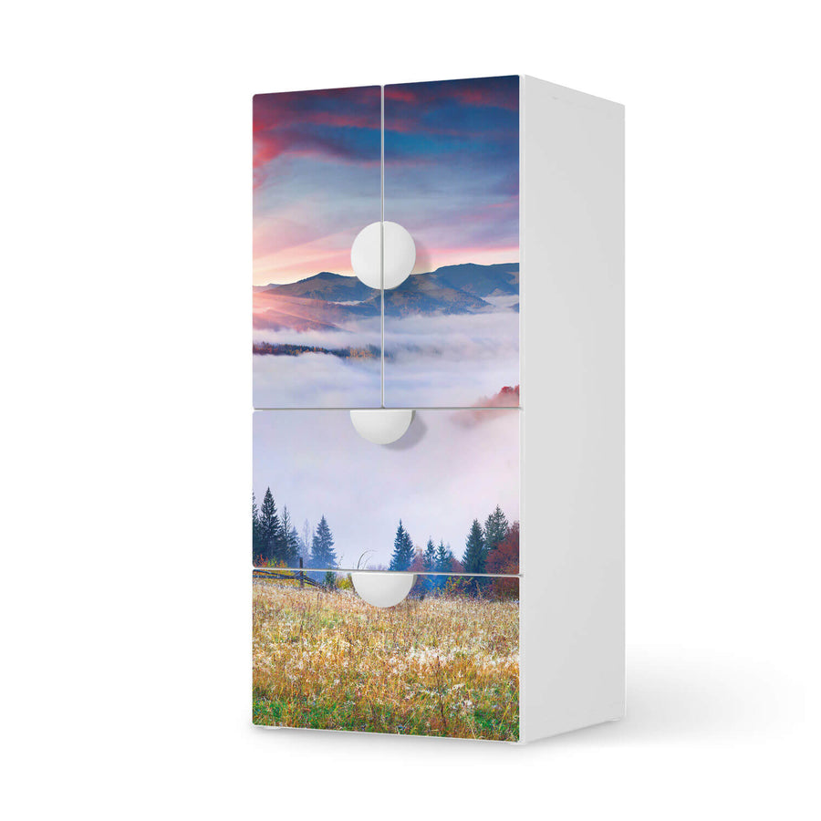 Möbelfolie Herbstwald - IKEA Smastad kombiniert - 2 Schubladen und 2 kleine Türen  - weiss