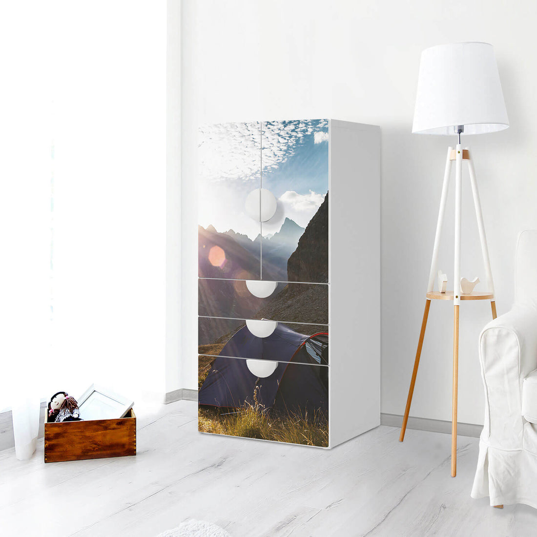 Möbelfolie Into the Wild - IKEA Smastad kombiniert - 3 Schubladen und 2 kleine Türen - Kinderzimmer