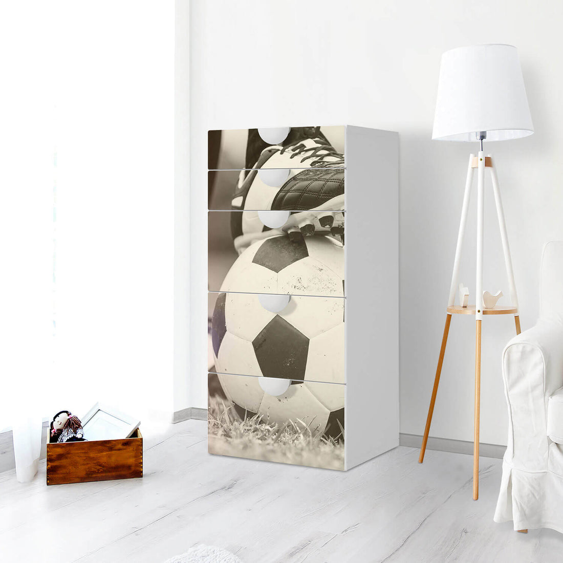 Möbel Klebefolie Kick it - IKEA Smastad Kommode - 5 Schubladen - Kinderzimmer
