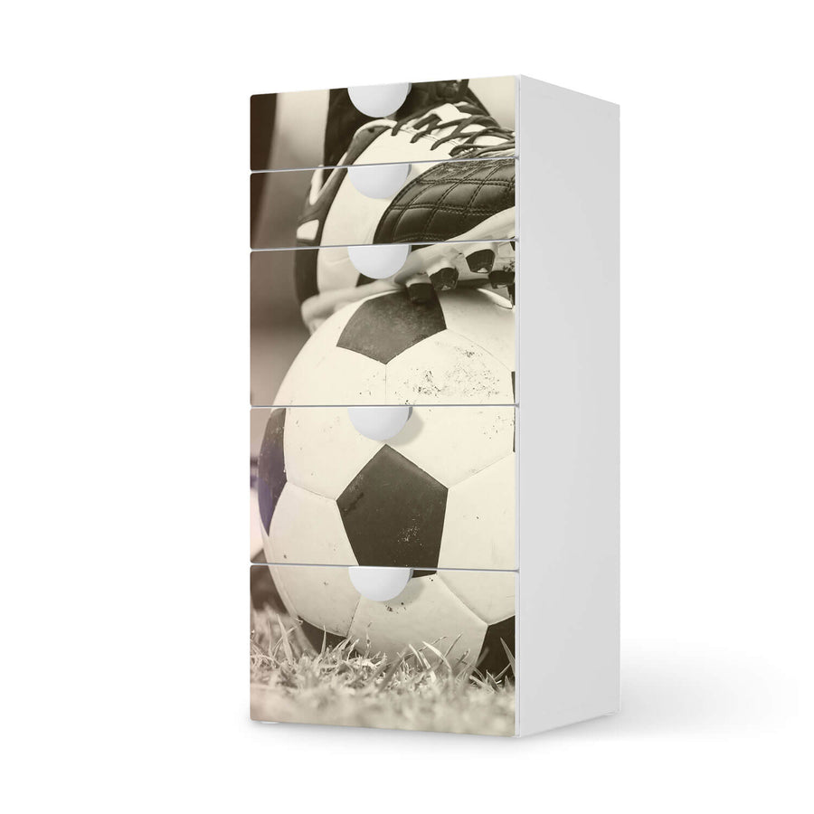 Möbel Klebefolie Kick it - IKEA Smastad Kommode - 5 Schubladen  - weiss