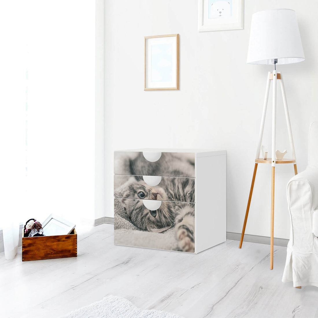 Folie für Möbel Kitty the Cat - IKEA Smastad Kommode - 3 Schubladen - Kinderzimmer