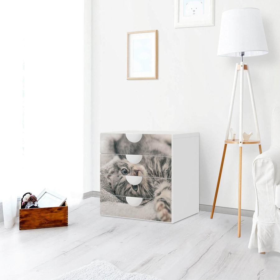 Klebefolie Kitty the Cat - IKEA Smastad Kommode - 4 Schubladen - Kinderzimmer