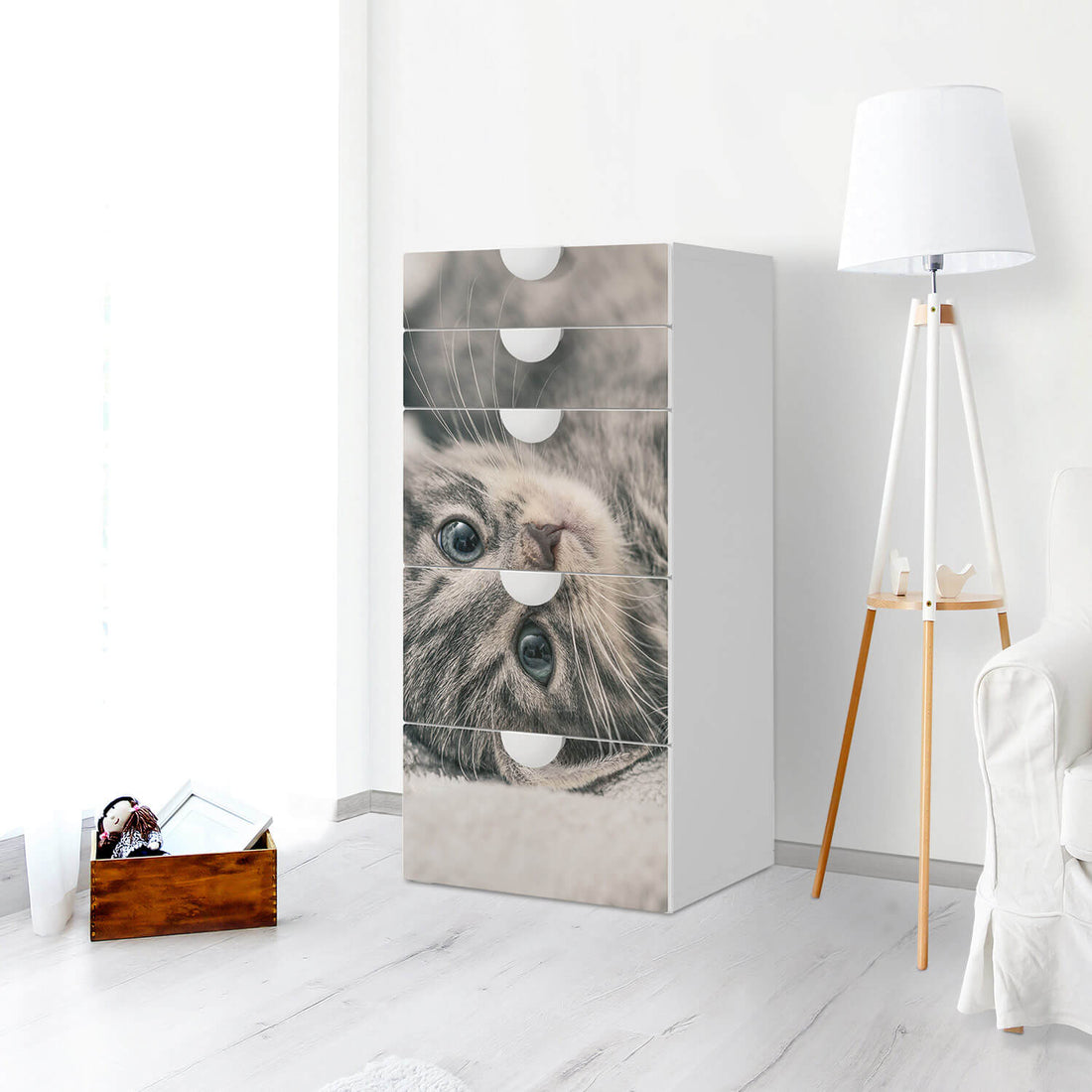 Möbel Klebefolie Kitty the Cat - IKEA Smastad Kommode - 5 Schubladen - Kinderzimmer