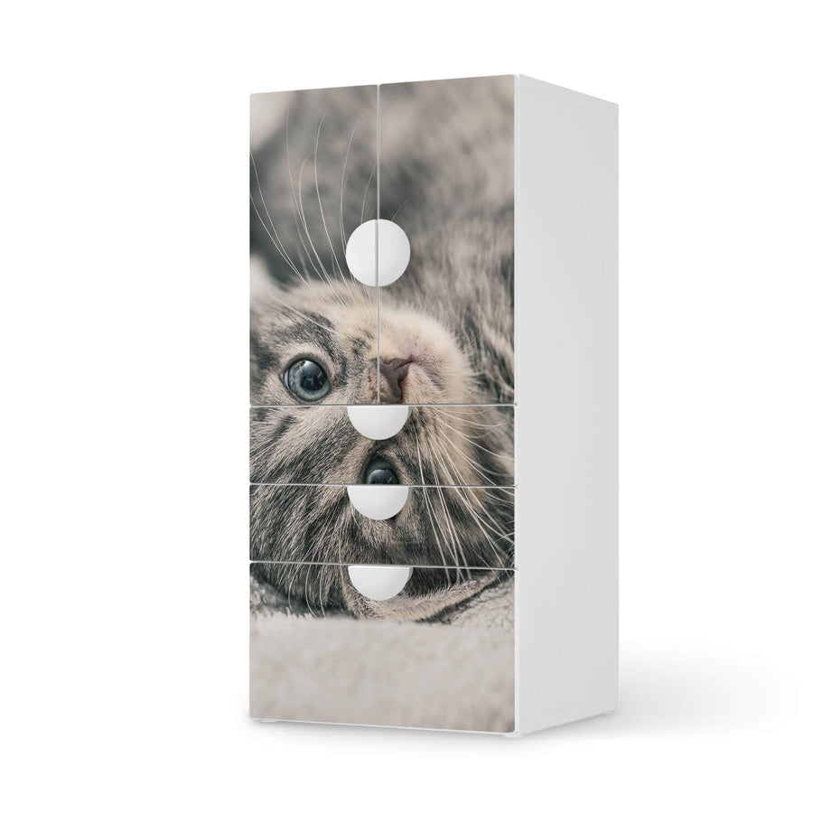 Möbelfolie Kitty the Cat - IKEA Smastad kombiniert - 3 Schubladen und 2 kleine Türen  - weiss