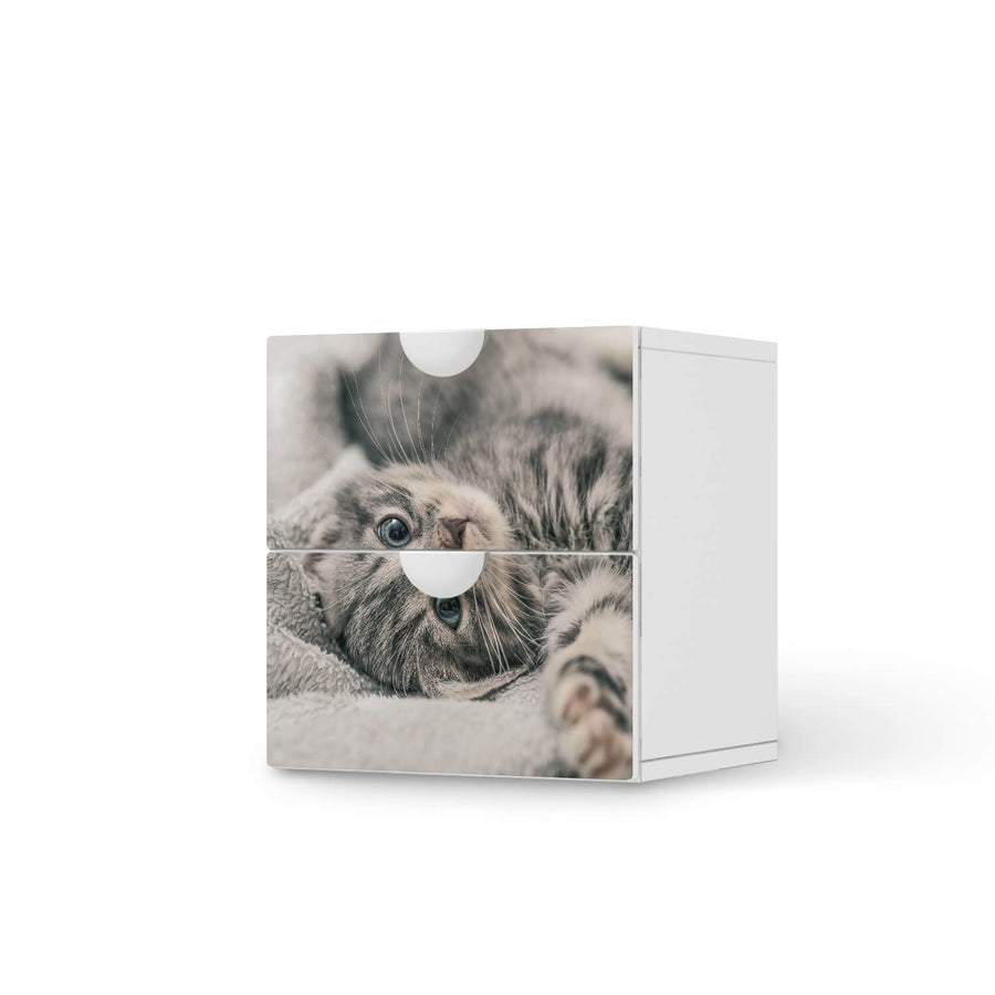 Klebefolie für Möbel Kitty the Cat - IKEA Smastad Kommode - 2 Schubladen  - weiss