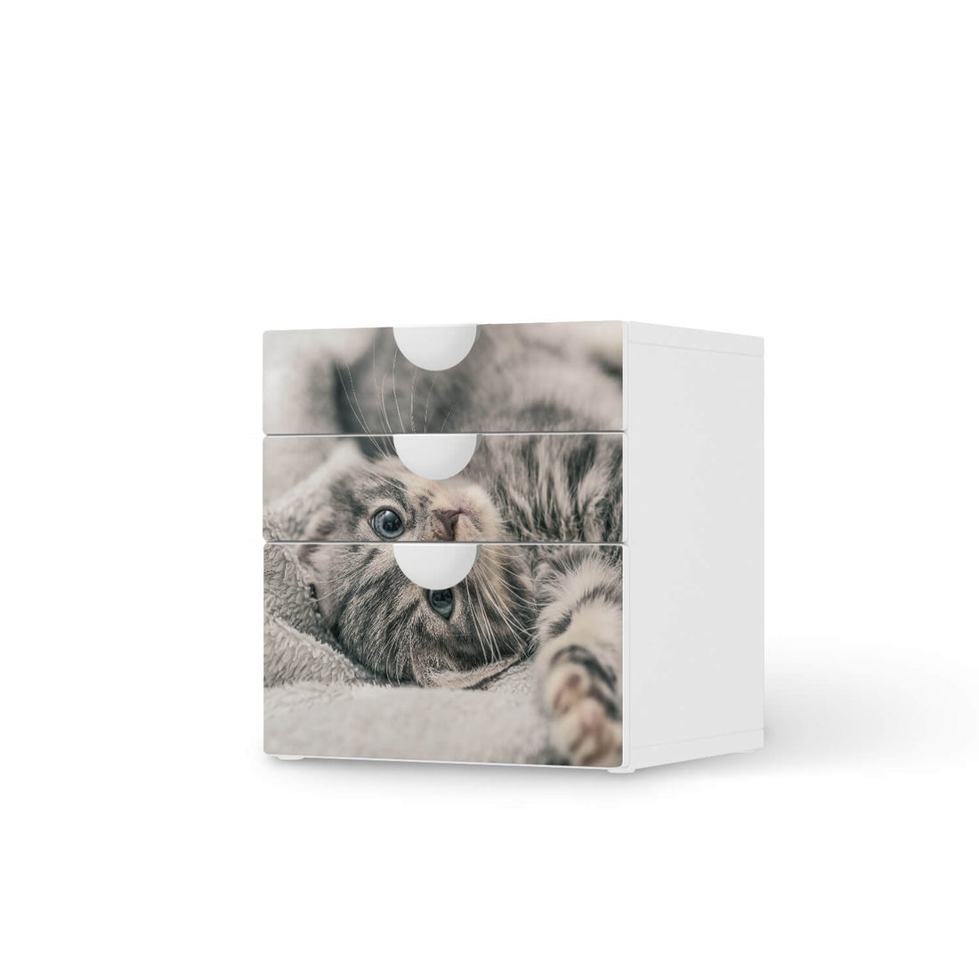 Folie für Möbel Kitty the Cat - IKEA Smastad Kommode - 3 Schubladen  - weiss