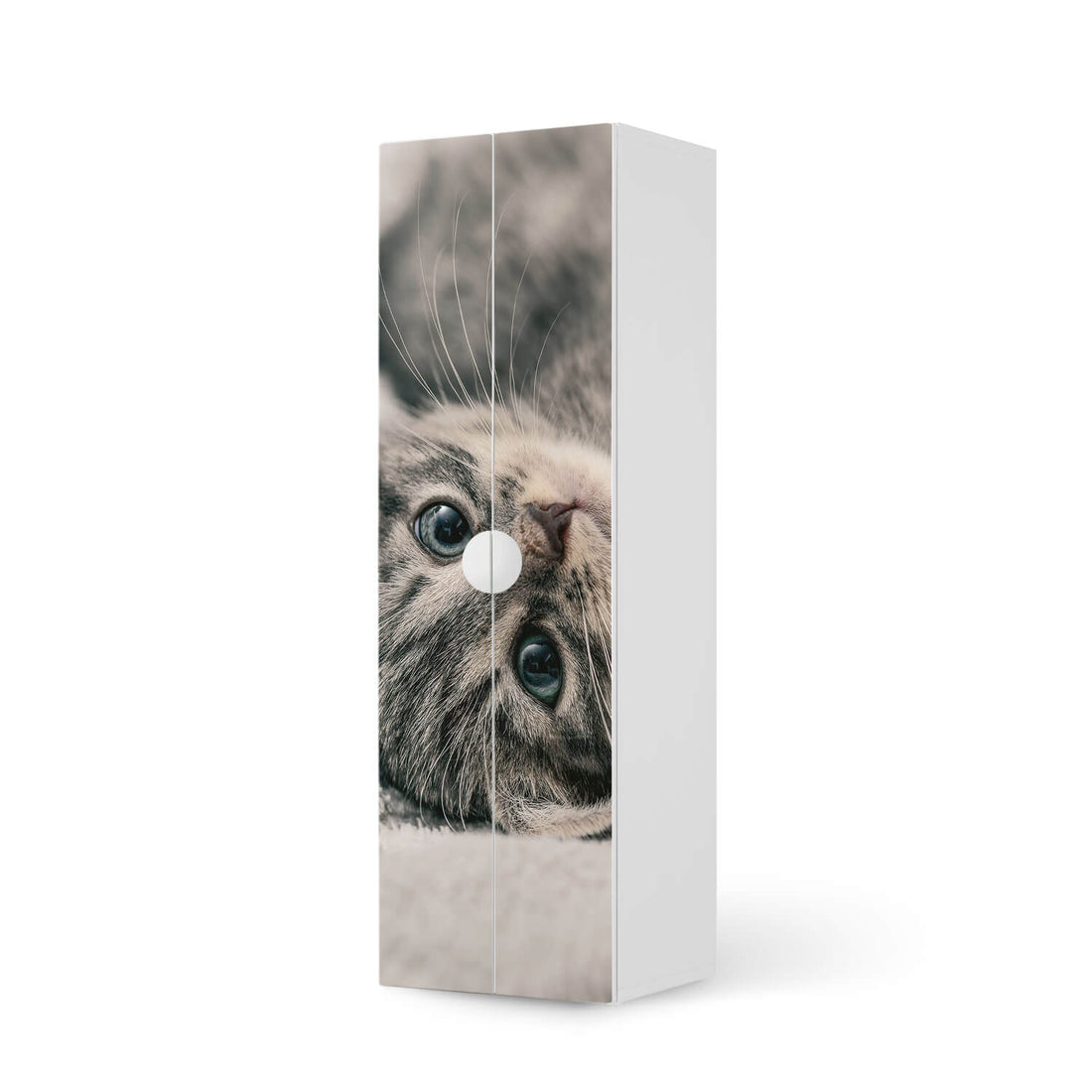 Selbstklebende Folie Kitty the Cat - IKEA Smastad kombiniert - 2 große Türen und 2 kleine Türen  - weiss