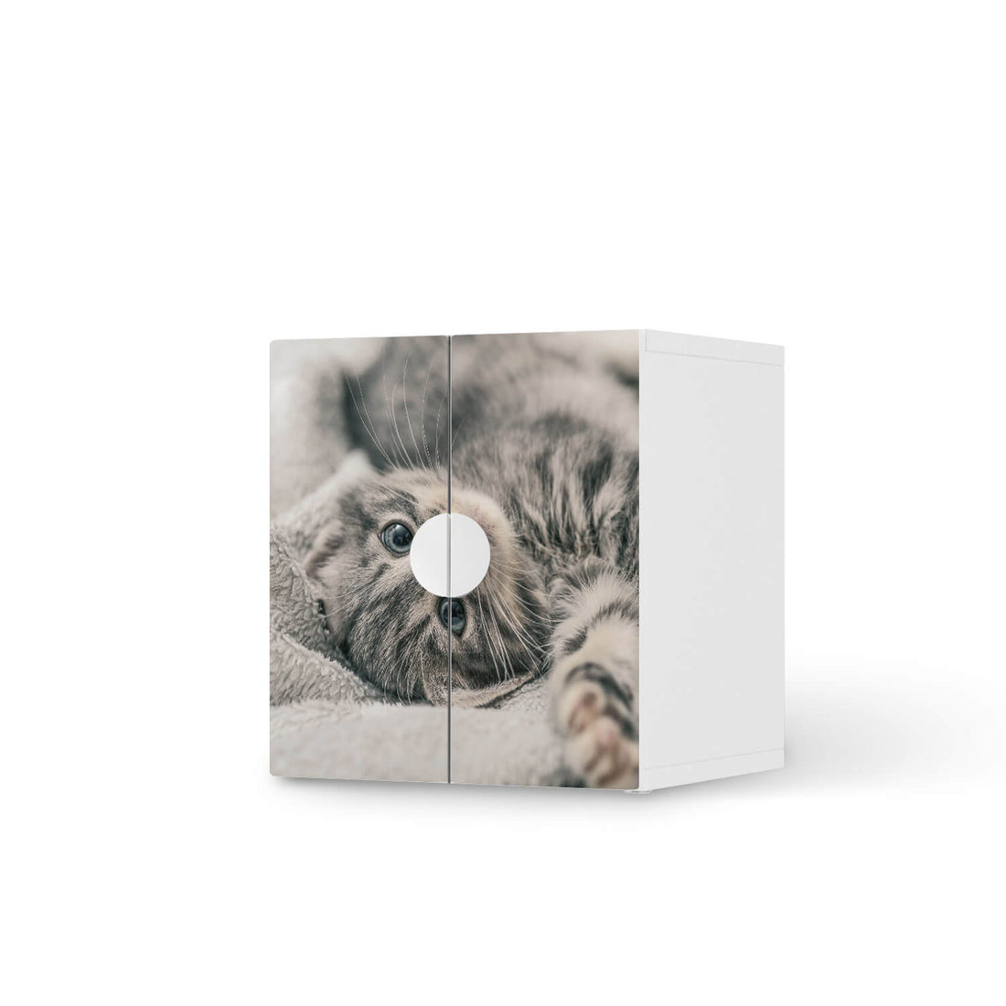 Selbstklebende Folie Kitty the Cat - IKEA Smastad Schrank - 2 kleine Türen  - weiss