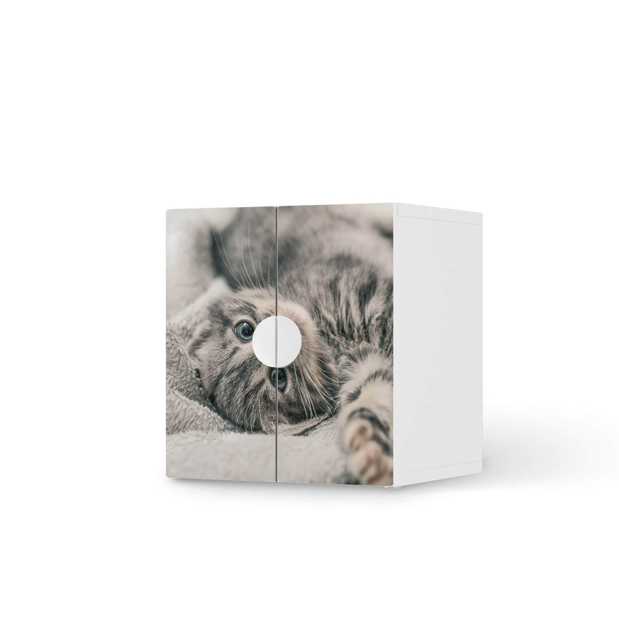 Selbstklebende Folie Kitty the Cat - IKEA Smastad Schrank - 2 kleine Türen  - weiss