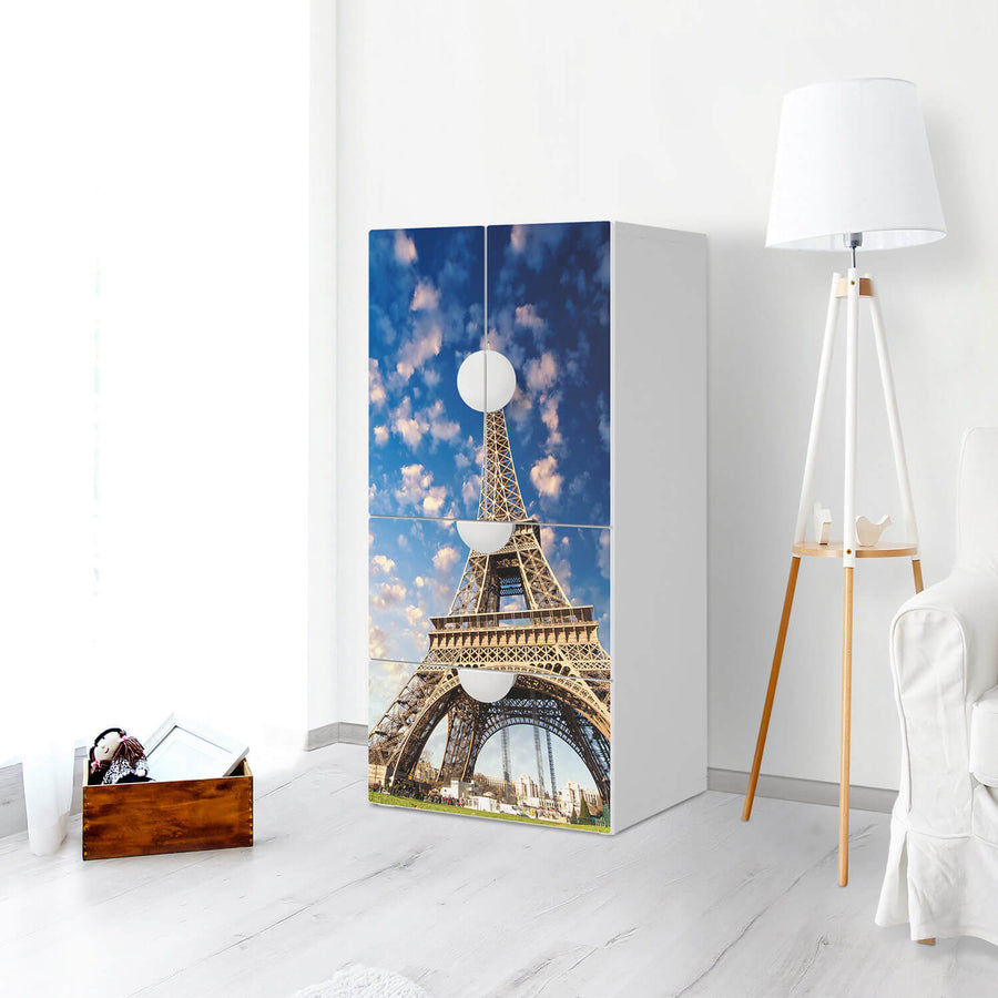 Möbelfolie La Tour Eiffel - IKEA Smastad kombiniert - 2 Schubladen und 2 kleine Türen - Kinderzimmer