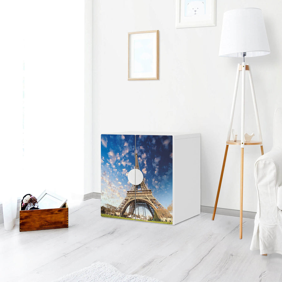 Selbstklebende Folie La Tour Eiffel - IKEA Smastad Schrank - 2 kleine Türen - Kinderzimmer