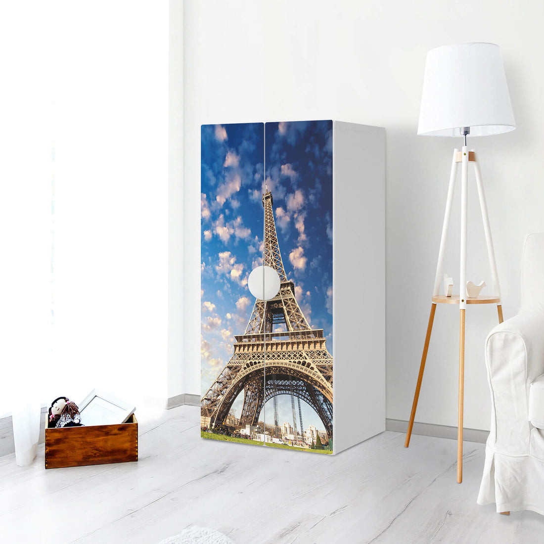 Möbelfolie La Tour Eiffel - IKEA Smastad Schrank - 2 große Türen - Kinderzimmer