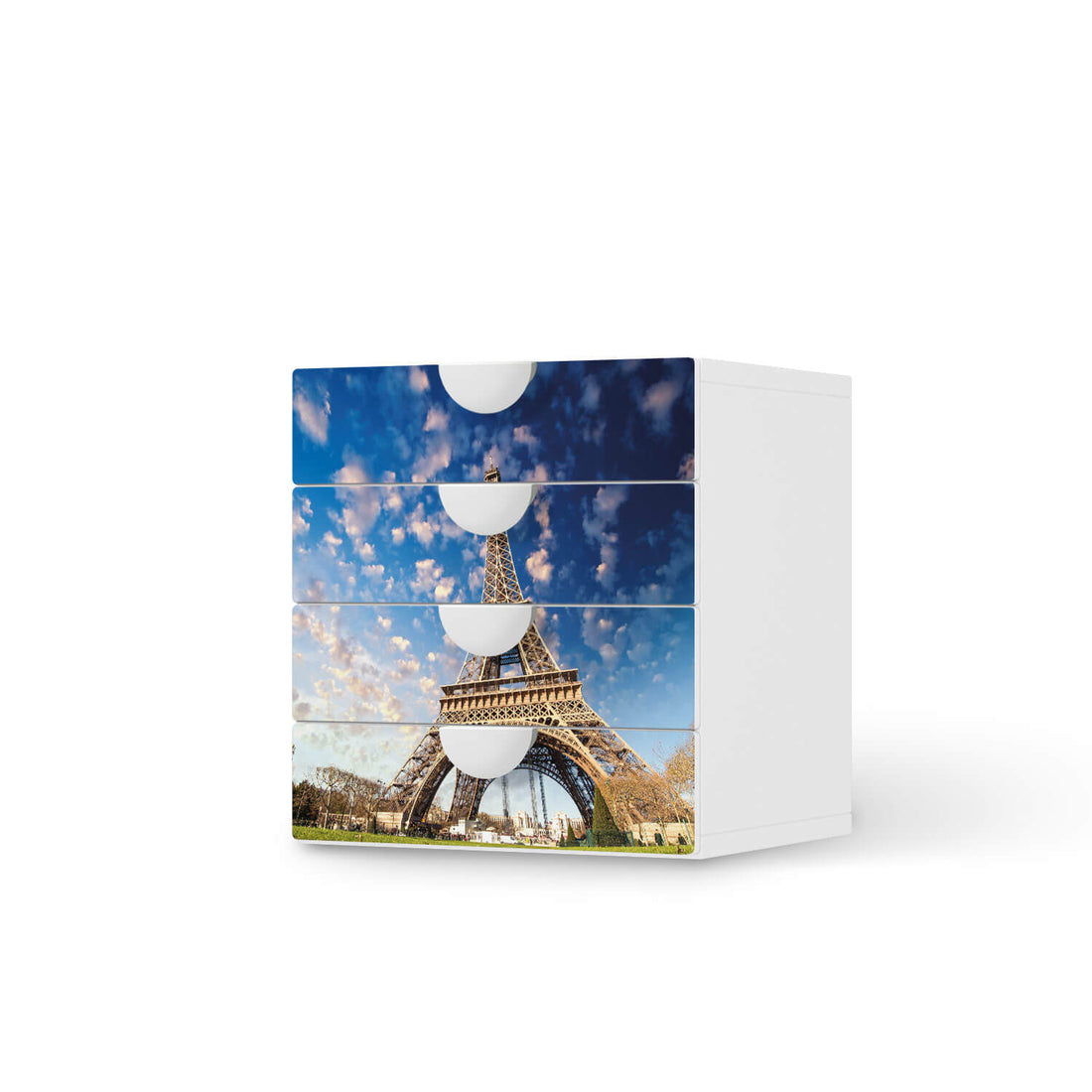 Klebefolie La Tour Eiffel - IKEA Smastad Kommode - 4 Schubladen  - weiss