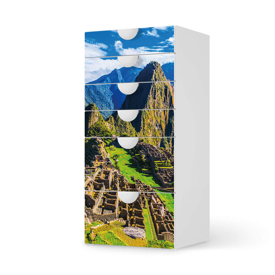 Klebefolie für Möbel Machu Picchu - IKEA Smastad Kommode - 6 Schubladen  - weiss