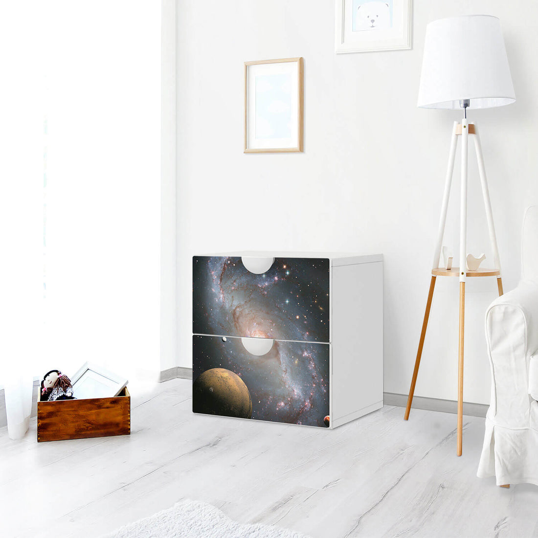 Klebefolie für Möbel Milky Way - IKEA Smastad Kommode - 2 Schubladen - Kinderzimmer