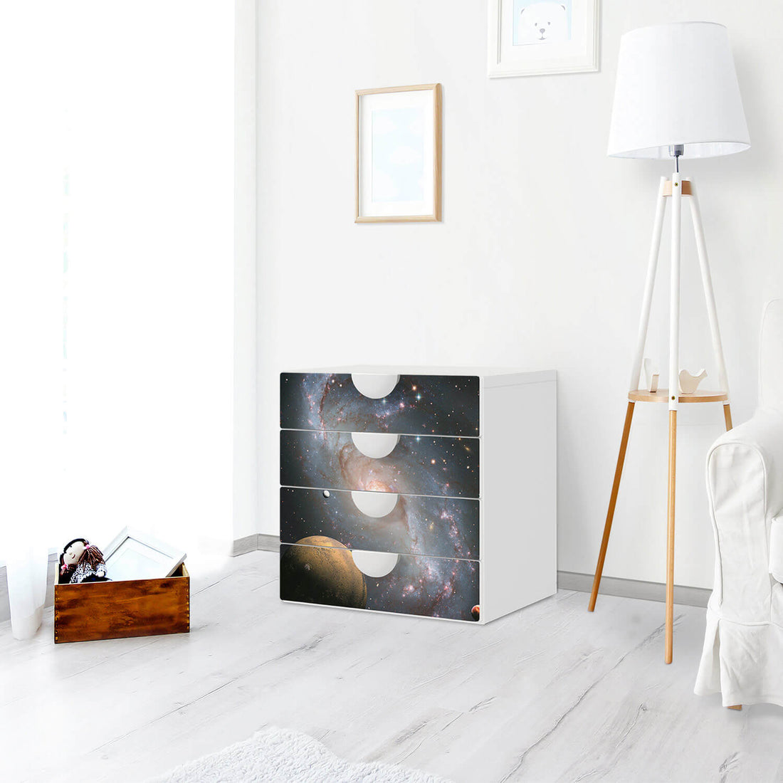 Klebefolie Milky Way - IKEA Smastad Kommode - 4 Schubladen - Kinderzimmer