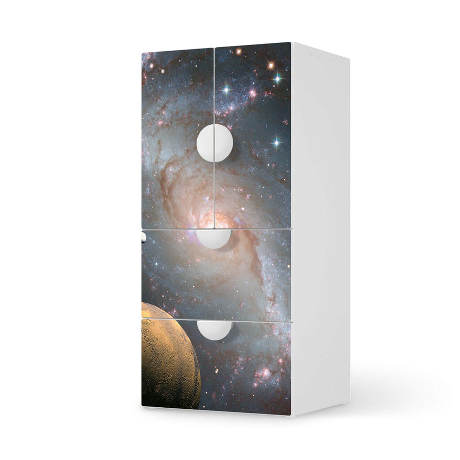 Möbelfolie Milky Way - IKEA Smastad kombiniert - 2 Schubladen und 2 kleine Türen  - weiss