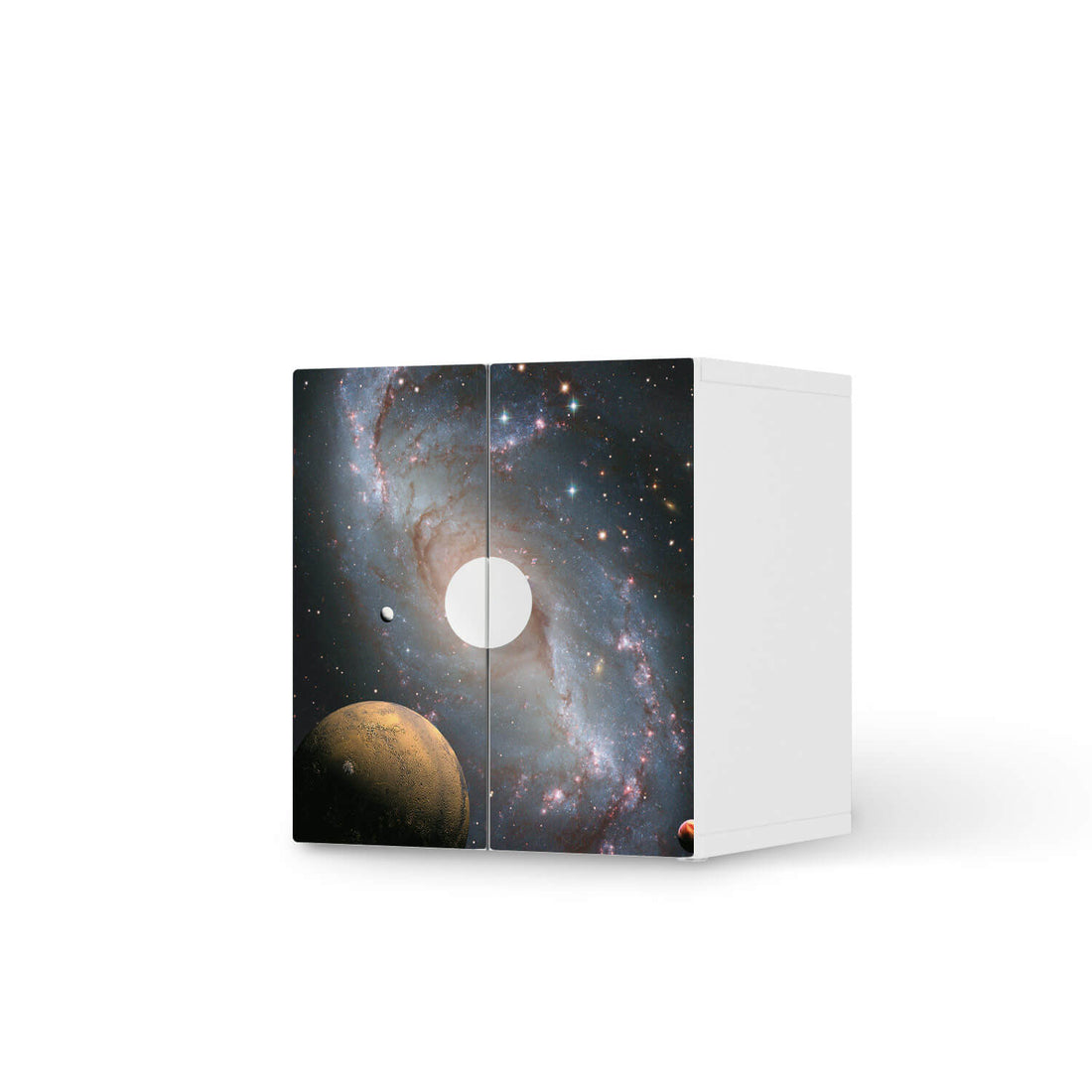 Selbstklebende Folie Milky Way - IKEA Smastad Schrank - 2 kleine Türen  - weiss