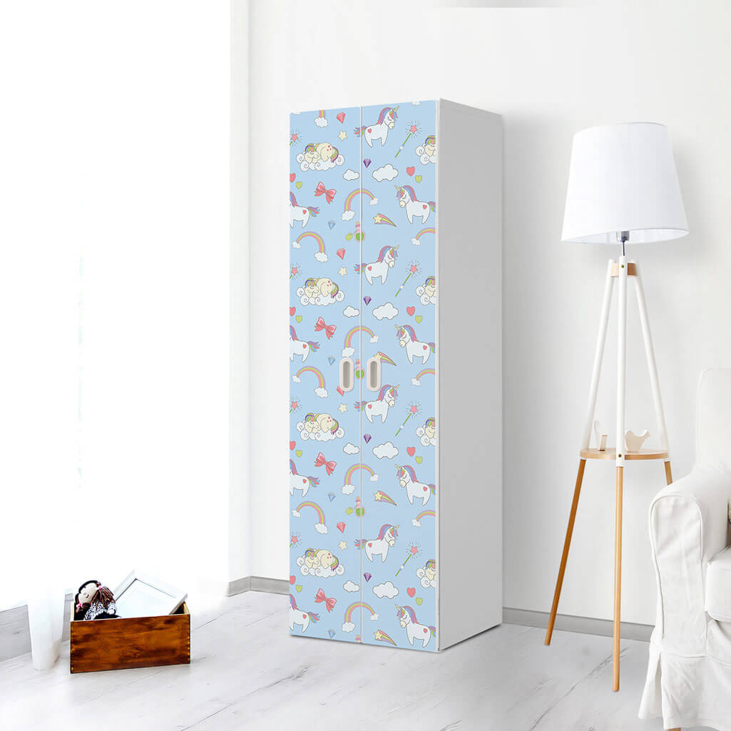 Möbelfolie Rainbow Unicorn - IKEA Stuva / Fritids - 2 hohe Türen (192 cm) - Kinderzimmer