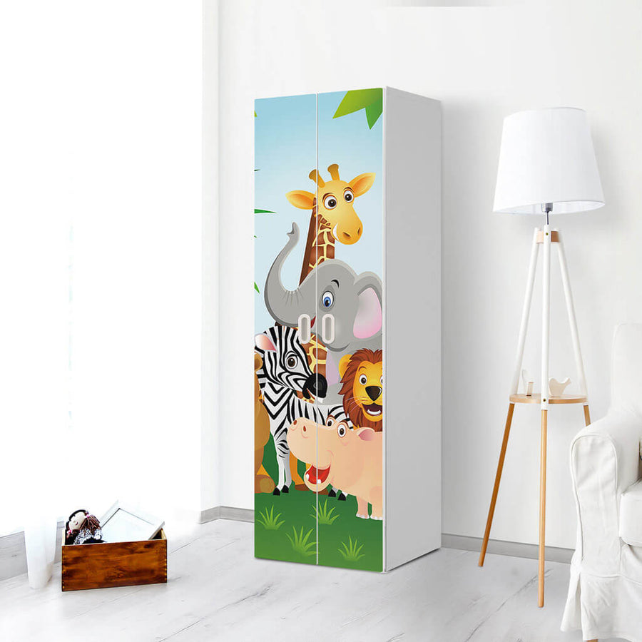 Möbelfolie Wild Animals - IKEA Stuva / Fritids - 2 hohe Türen (192 cm) - Kinderzimmer