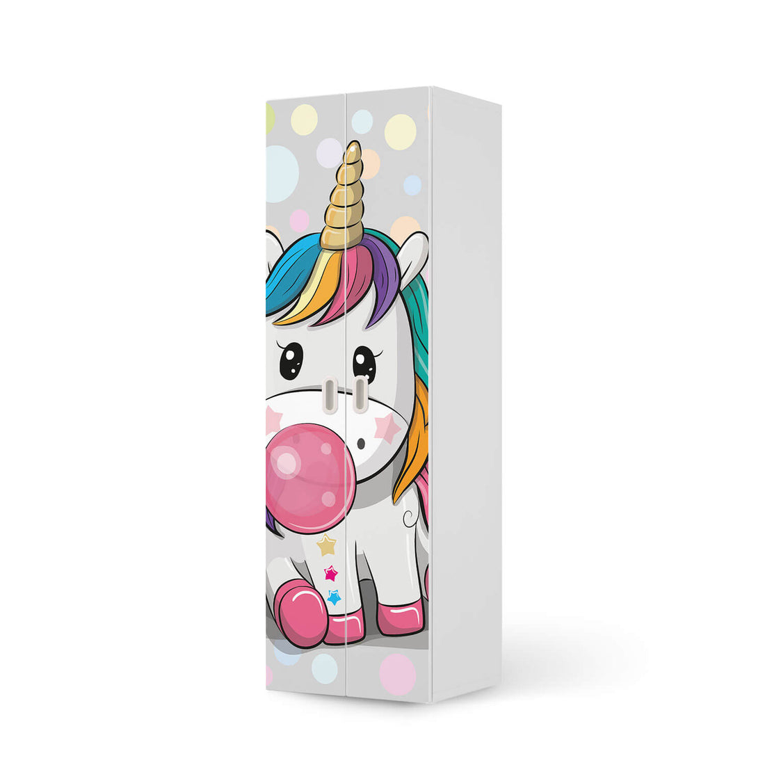 Möbelfolie Rainbow das Einhorn - IKEA Stuva / Fritids - 2 hohe Türen (192 cm) - weiss
