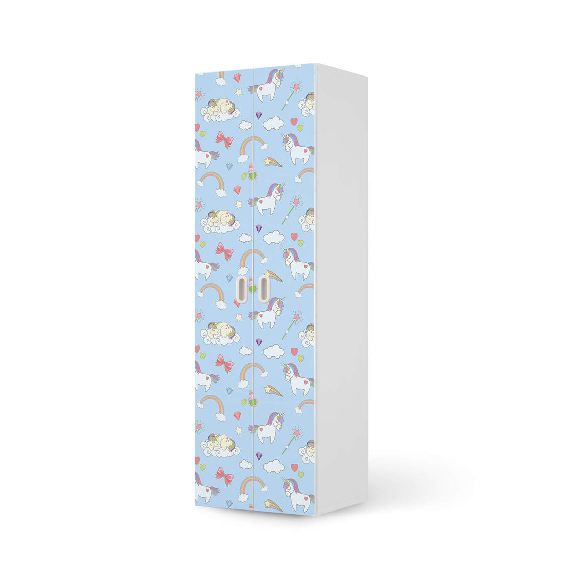 Möbelfolie Rainbow Unicorn - IKEA Stuva / Fritids - 2 hohe Türen (192 cm) - weiss