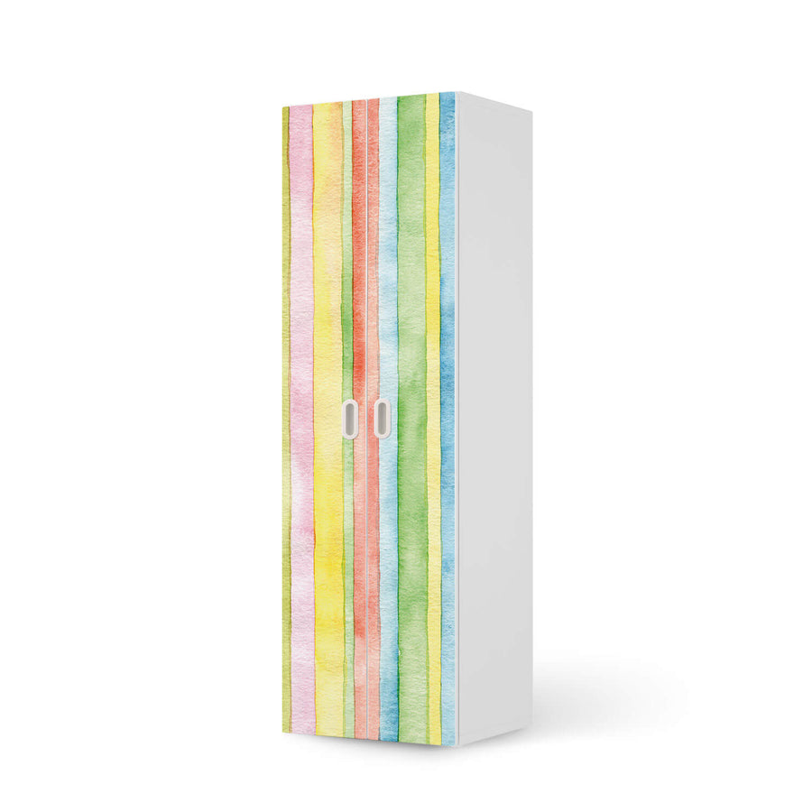 Möbelfolie Watercolor Stripes - IKEA Stuva / Fritids - 2 hohe Türen (192 cm) - weiss