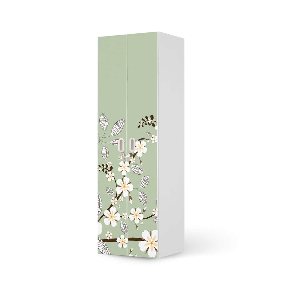 Möbelfolie White Blossoms - IKEA Stuva / Fritids - 2 hohe Türen (192 cm) - weiss