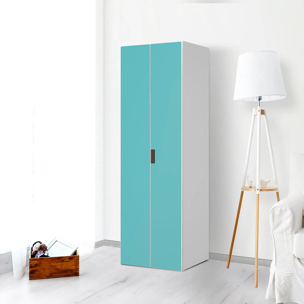 Möbelfolie Türkisgrün Light - IKEA Stuva / Malad - 2 hohe Türen (192 cm) - Wohnzimmer