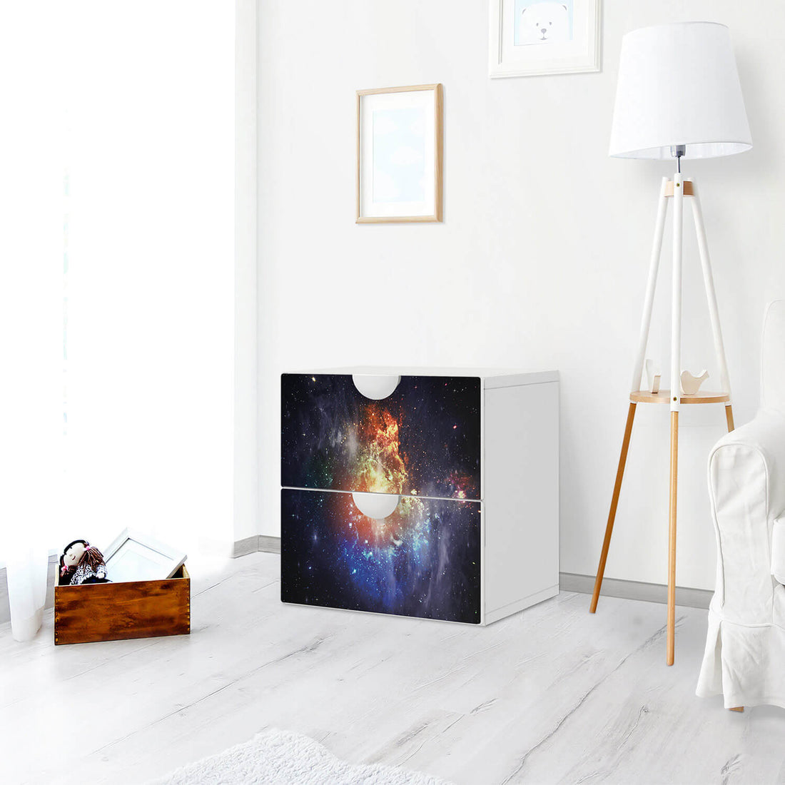 Klebefolie für Möbel Nebula - IKEA Smastad Kommode - 2 Schubladen - Kinderzimmer