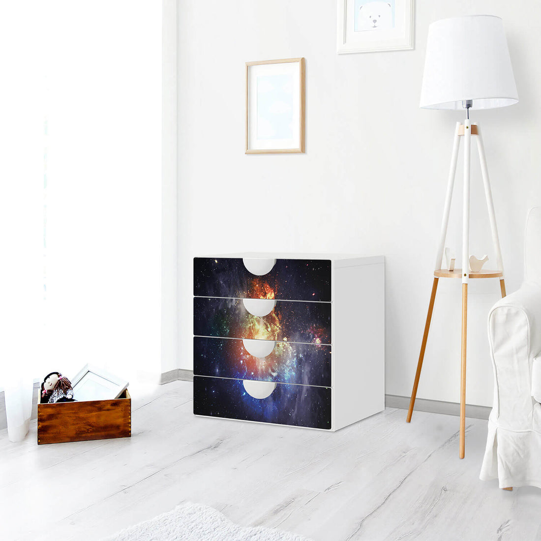 Klebefolie Nebula - IKEA Smastad Kommode - 4 Schubladen - Kinderzimmer