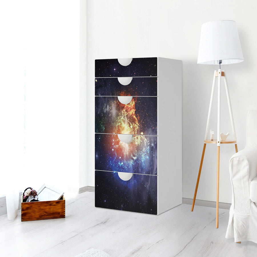 Möbel Klebefolie Nebula - IKEA Smastad Kommode - 5 Schubladen - Kinderzimmer