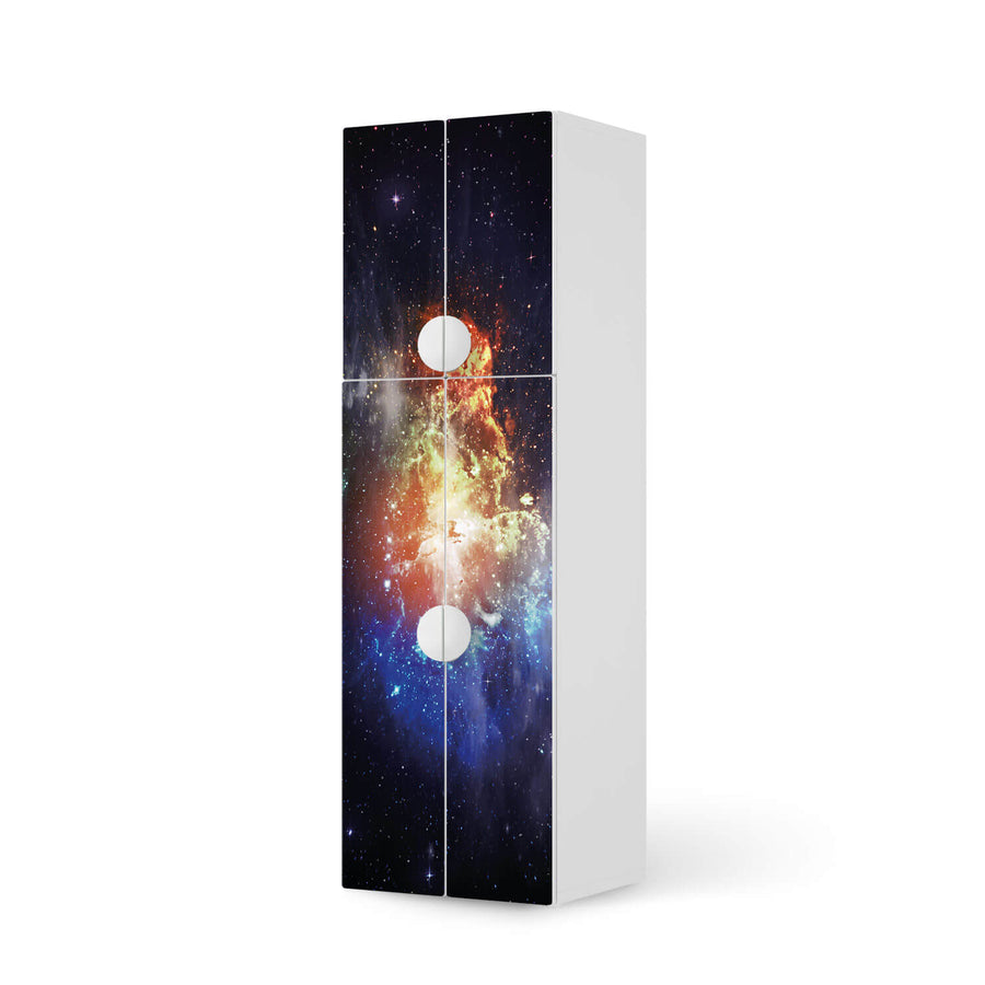 Selbstklebende Folie Nebula - IKEA Smastad kombiniert - 2 große Türen und 2 kleine Türen  - weiss