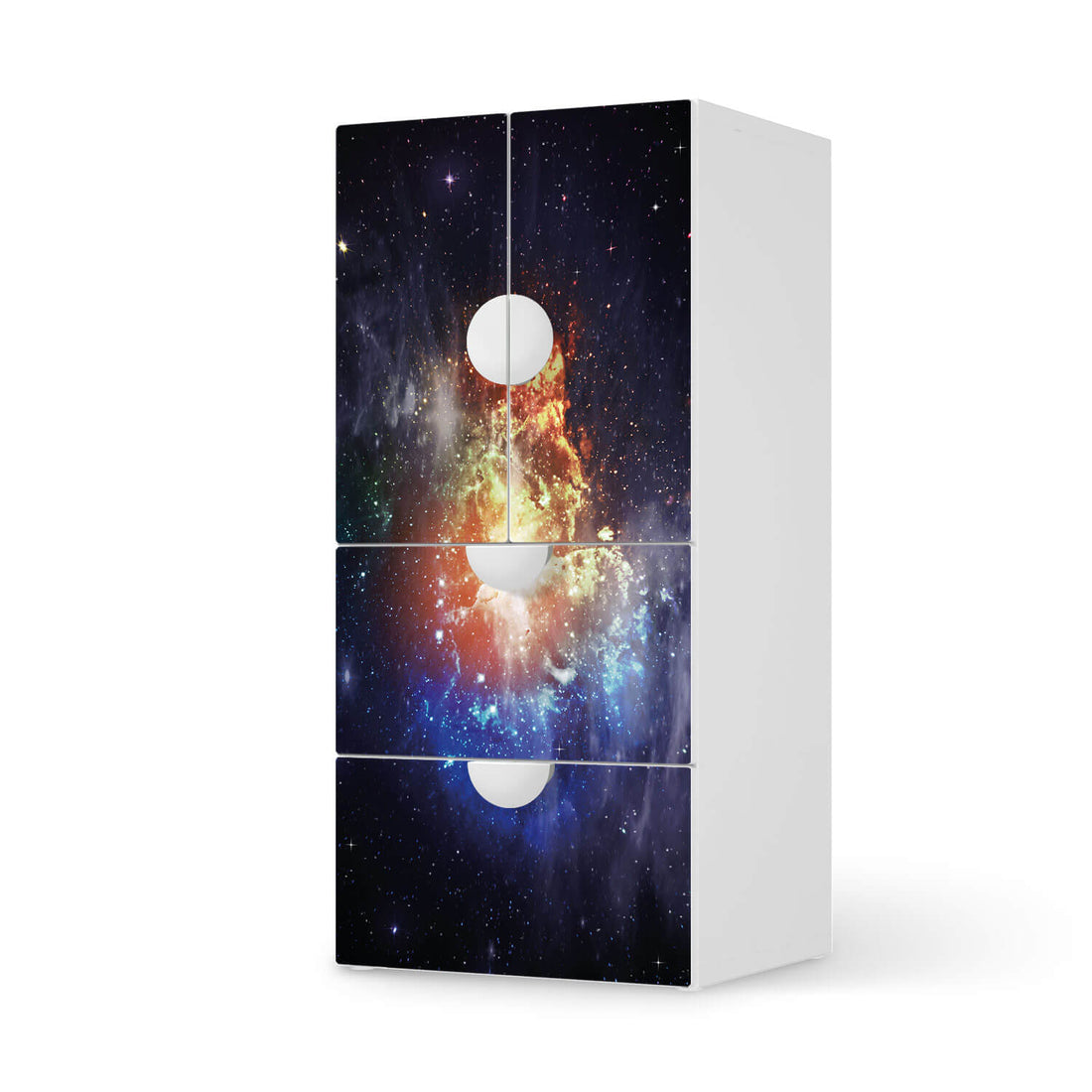 Möbelfolie Nebula - IKEA Smastad kombiniert - 2 Schubladen und 2 kleine Türen  - weiss