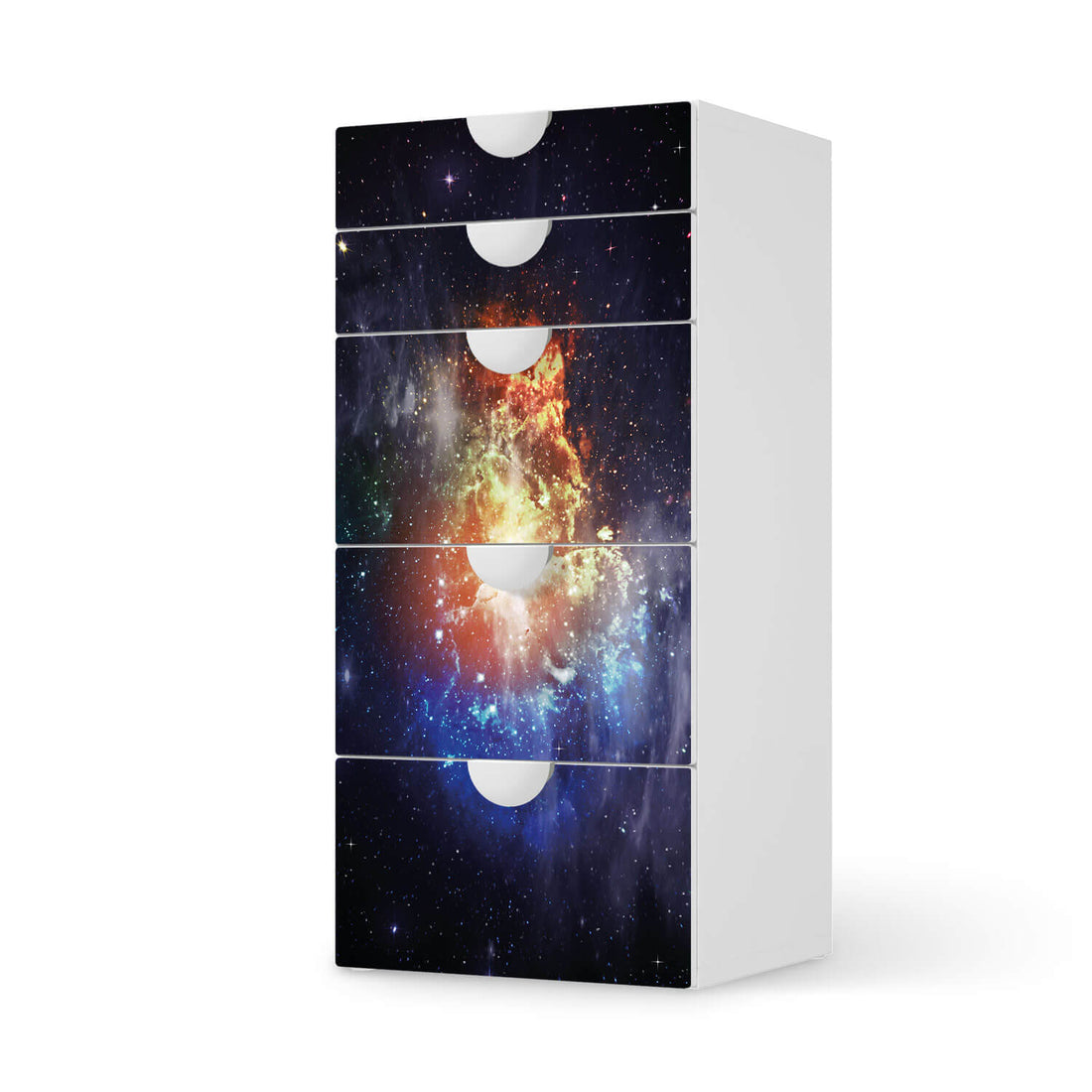 Möbel Klebefolie Nebula - IKEA Smastad Kommode - 5 Schubladen  - weiss