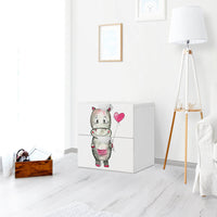 Klebefolie für Möbel Nilpferd mit Herz - IKEA Smastad Kommode - 2 Schubladen - Kinderzimmer