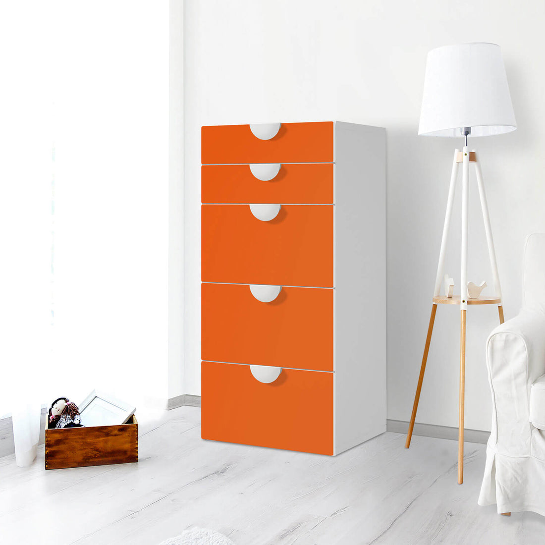 Möbel Klebefolie Orange Dark - IKEA Smastad Kommode - 5 Schubladen - Kinderzimmer