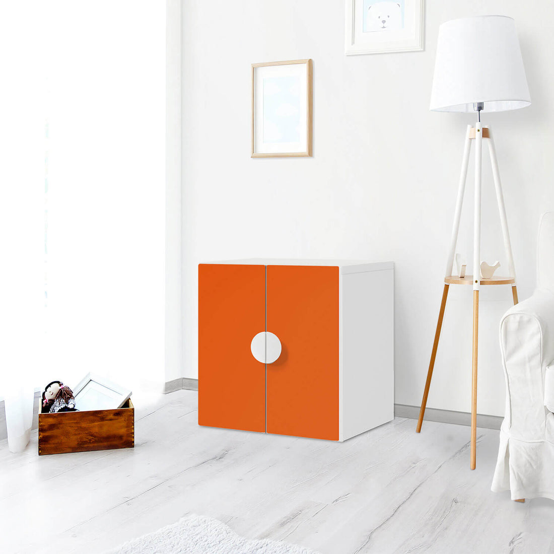 Selbstklebende Folie Orange Dark - IKEA Smastad Schrank - 2 kleine Türen - Kinderzimmer