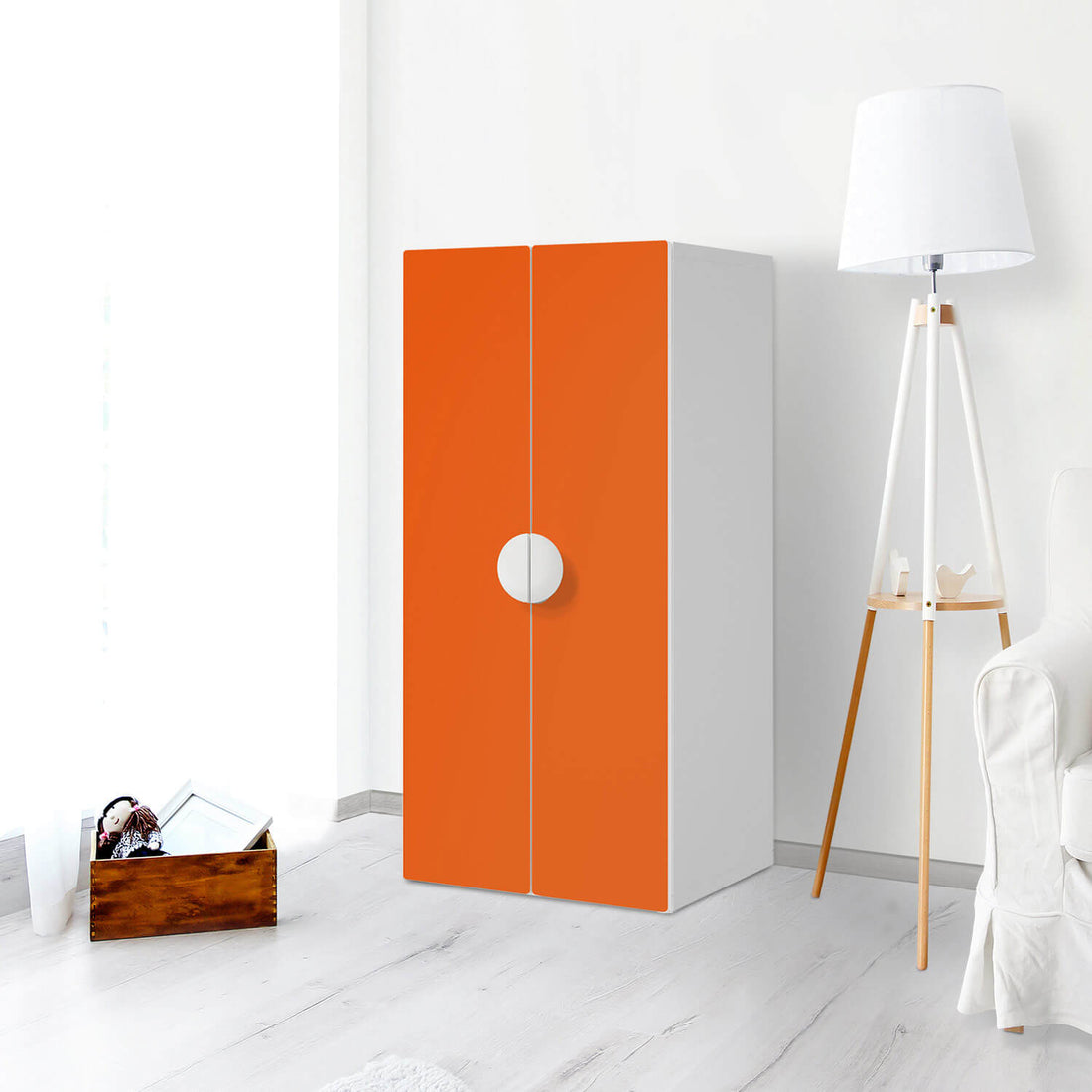 Möbelfolie Orange Dark - IKEA Smastad Schrank - 2 große Türen - Kinderzimmer