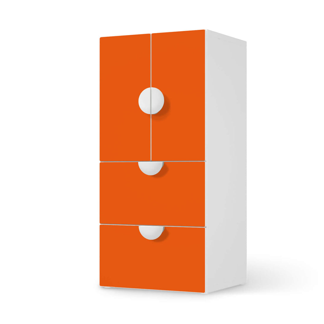 Möbelfolie Orange Dark - IKEA Smastad kombiniert - 2 Schubladen und 2 kleine Türen  - weiss