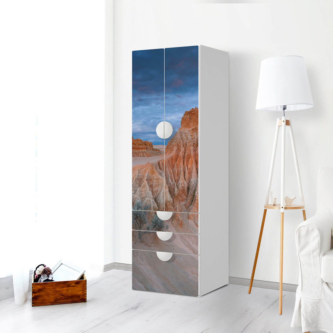 Klebefolie Outback Australia - IKEA Smastad kombiniert - 3 Schubladen und 2 große Türen - Kinderzimmer