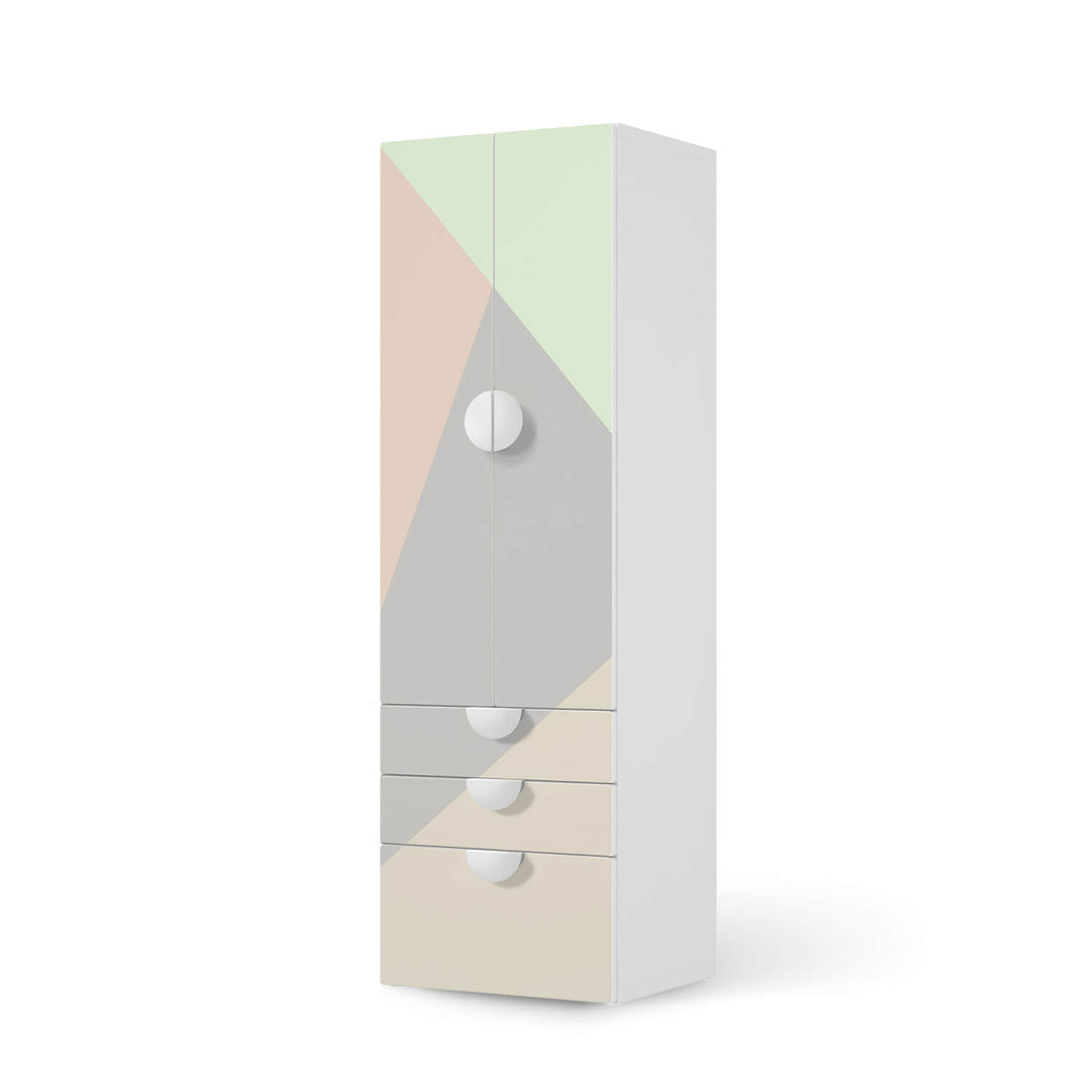 Klebefolie Pastell Geometrik - IKEA Smastad kombiniert - 3 Schubladen und 2 große Türen  - weiss