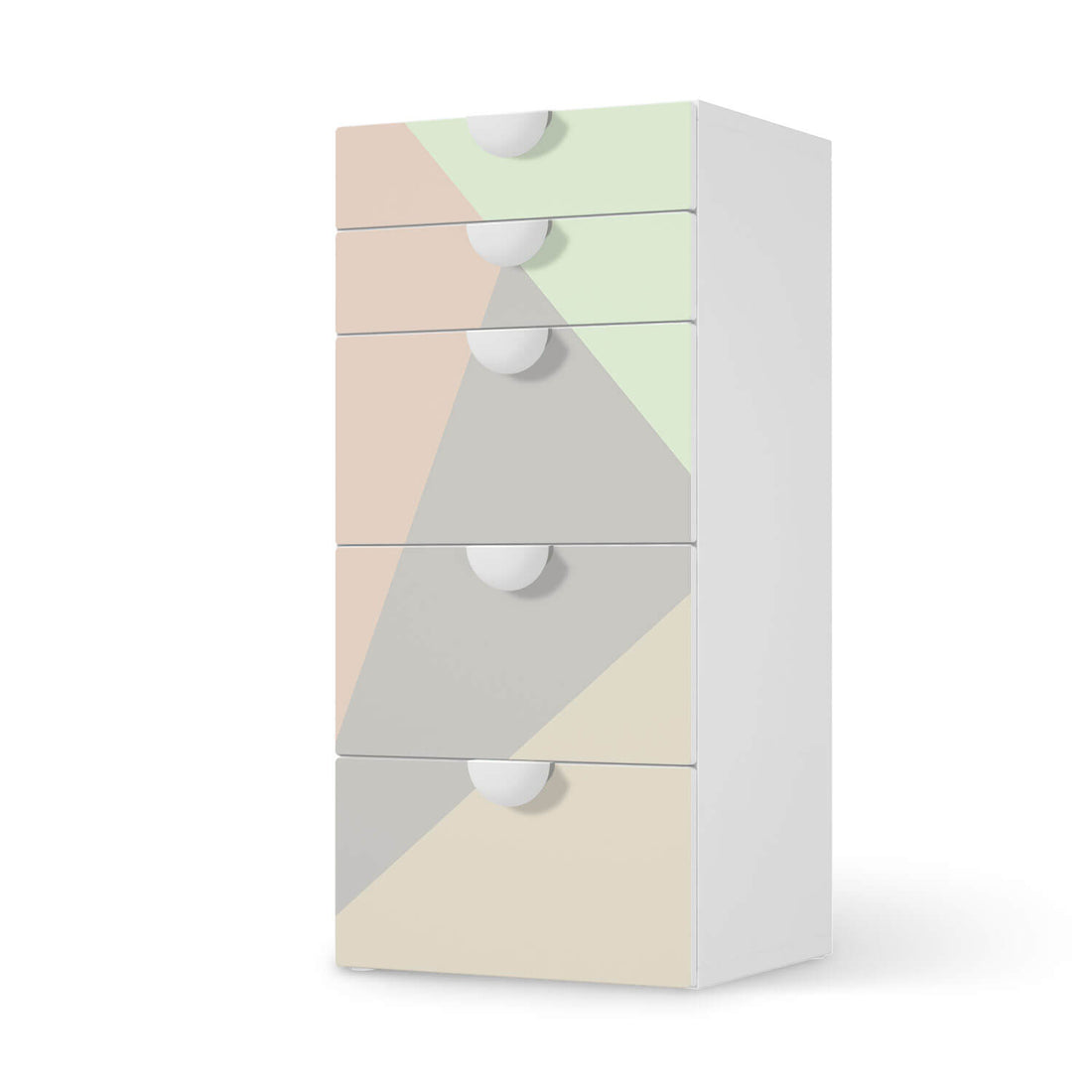 Möbel Klebefolie Pastell Geometrik - IKEA Smastad Kommode - 5 Schubladen  - weiss