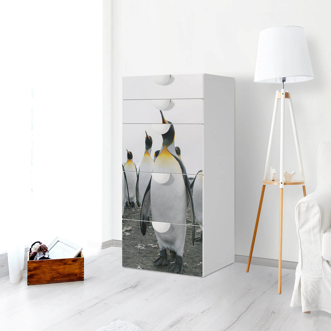 Möbel Klebefolie Penguin Family - IKEA Smastad Kommode - 5 Schubladen - Kinderzimmer