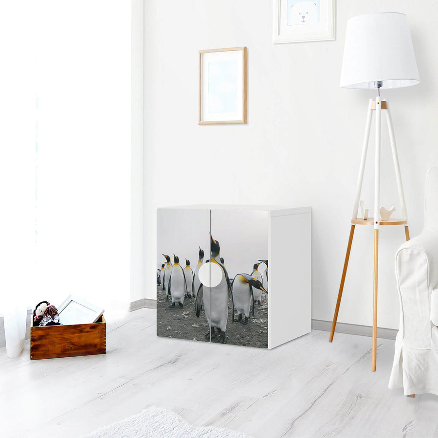 Selbstklebende Folie Penguin Family - IKEA Smastad Schrank - 2 kleine Türen - Kinderzimmer