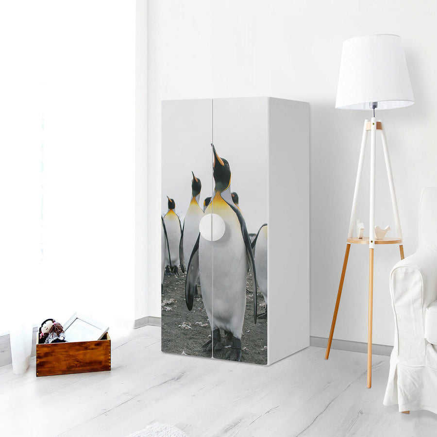 Möbelfolie Penguin Family - IKEA Smastad Schrank - 2 große Türen - Kinderzimmer