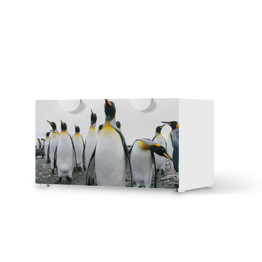 Möbelfolie Penguin Family - IKEA Smastad Bank mit Kasten  - weiss