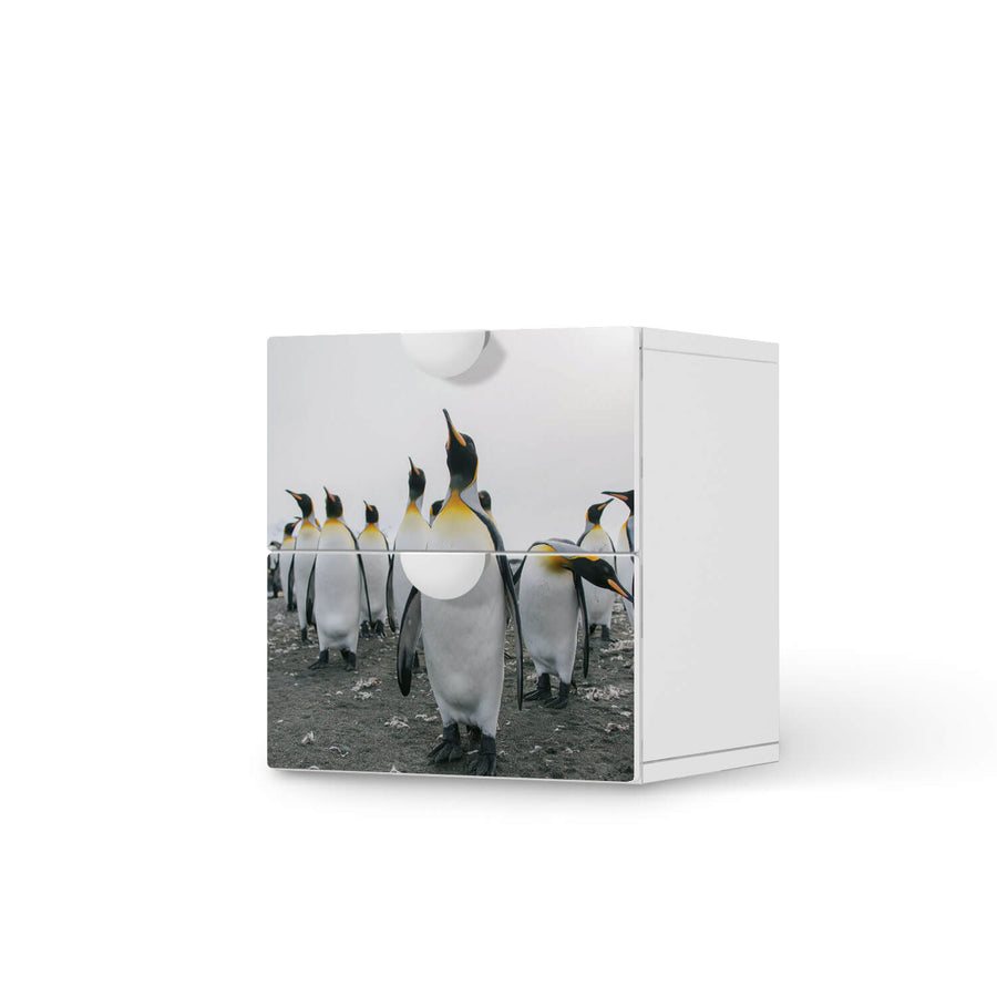 Klebefolie für Möbel Penguin Family - IKEA Smastad Kommode - 2 Schubladen  - weiss