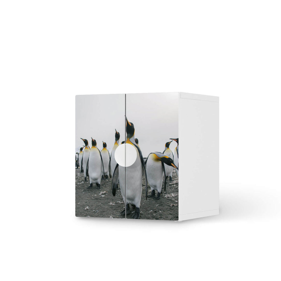 Selbstklebende Folie Penguin Family - IKEA Smastad Schrank - 2 kleine Türen  - weiss