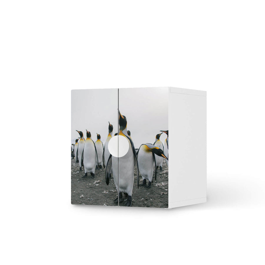 Selbstklebende Folie Penguin Family - IKEA Smastad Schrank - 2 kleine Türen  - weiss
